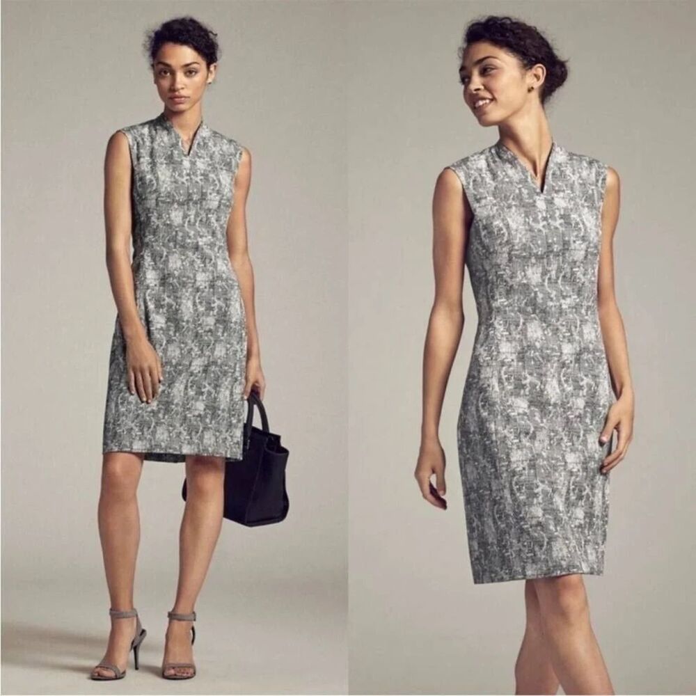 MM LaFleur Size 0 Black White Sheath Dress Textured Career Work